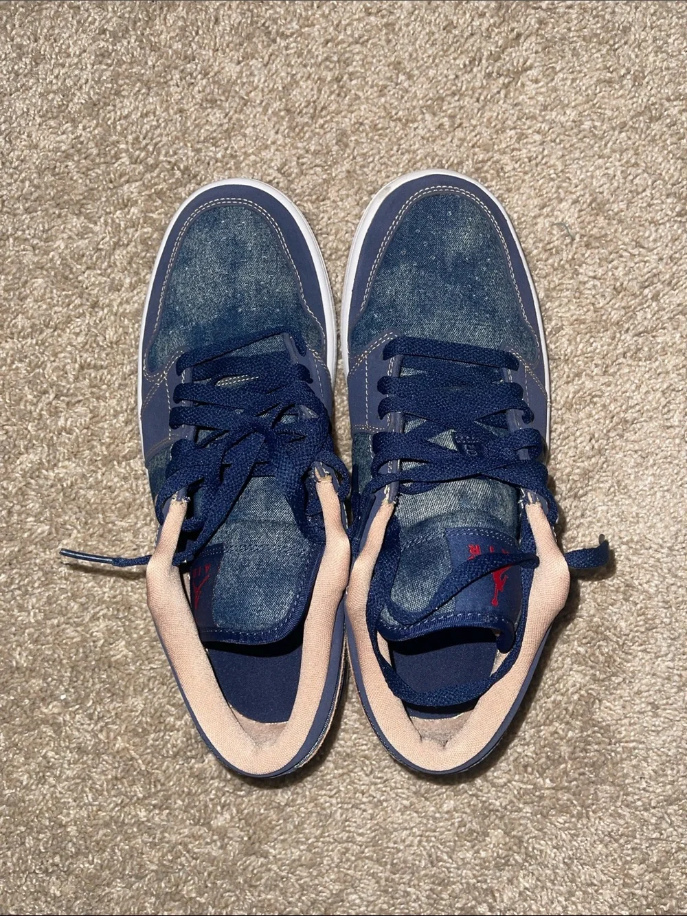 Nike Air Jordan 1 Low Navy Denim with Peach Swoosh